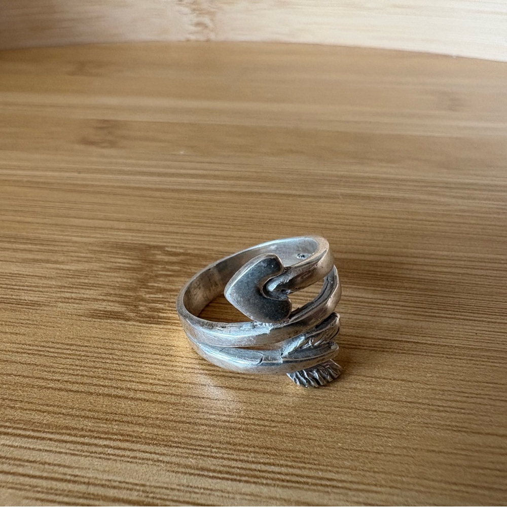Silver Heart Arrow Wrap Ring